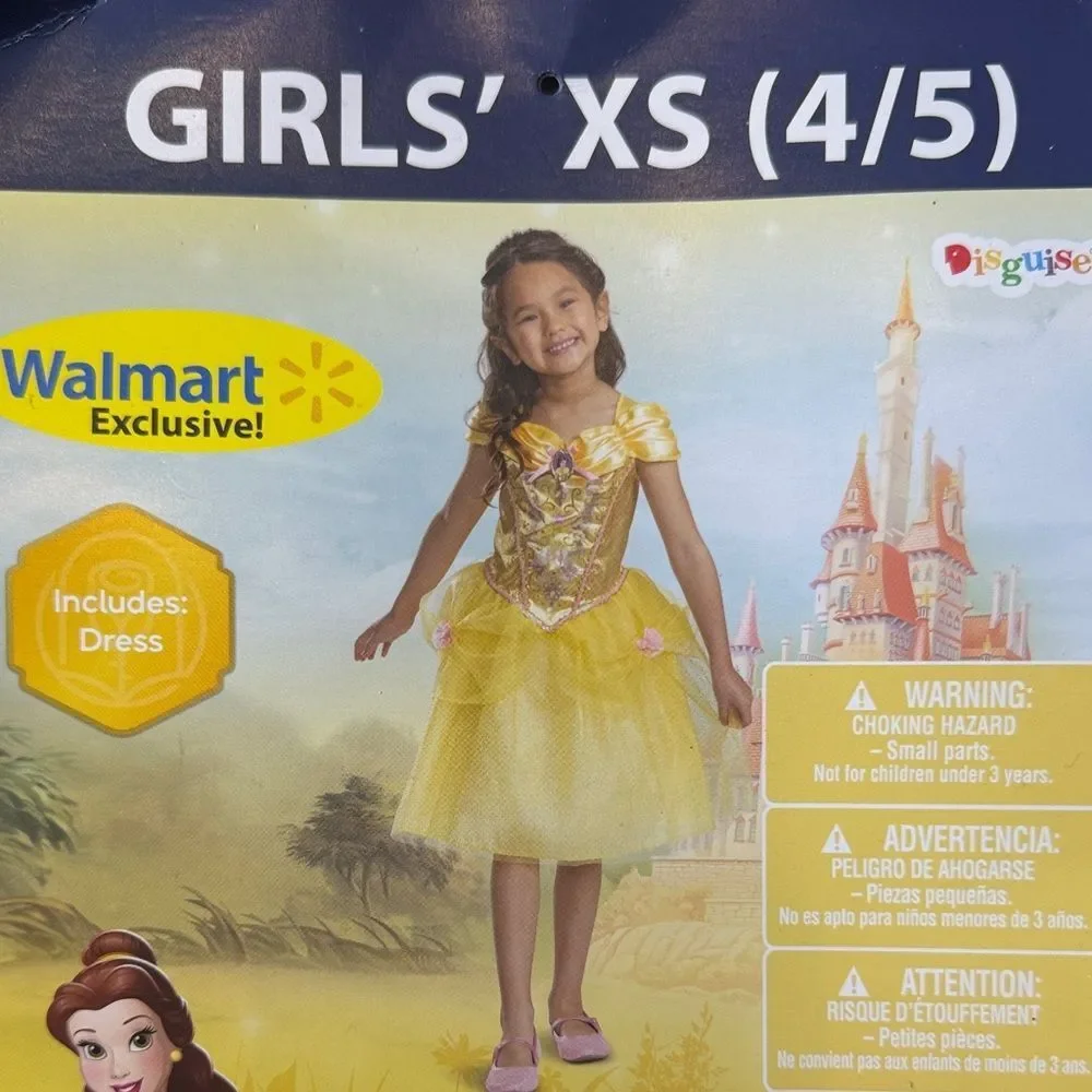 Kids Disney Princess Belle Halloween Costume Size XS 4/5 NEW - Picture 2 of 9